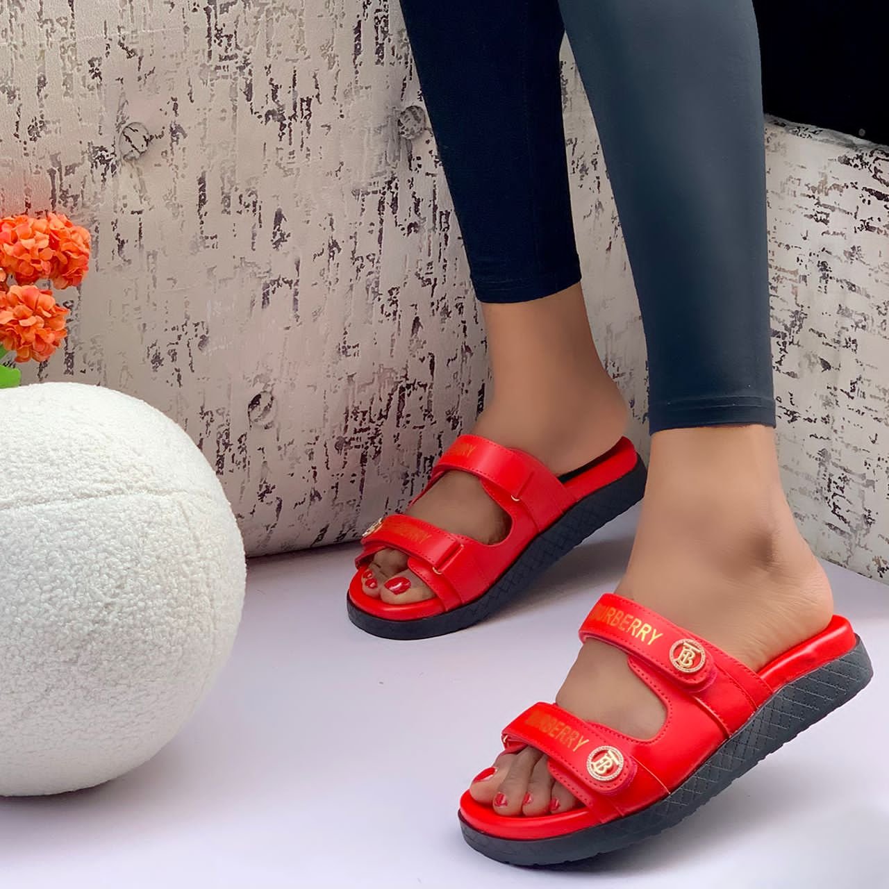 Brown Slide Sandals with Elevated Sole - Image 2