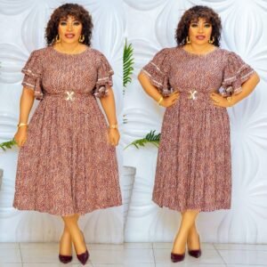 Elegant Ruffle-Sleeve Midi Dress