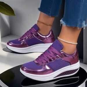 Women's Purple Metallic Platform Sneakers