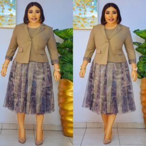 Chic Layered Tulle Skirt Set with Fitted Blazer